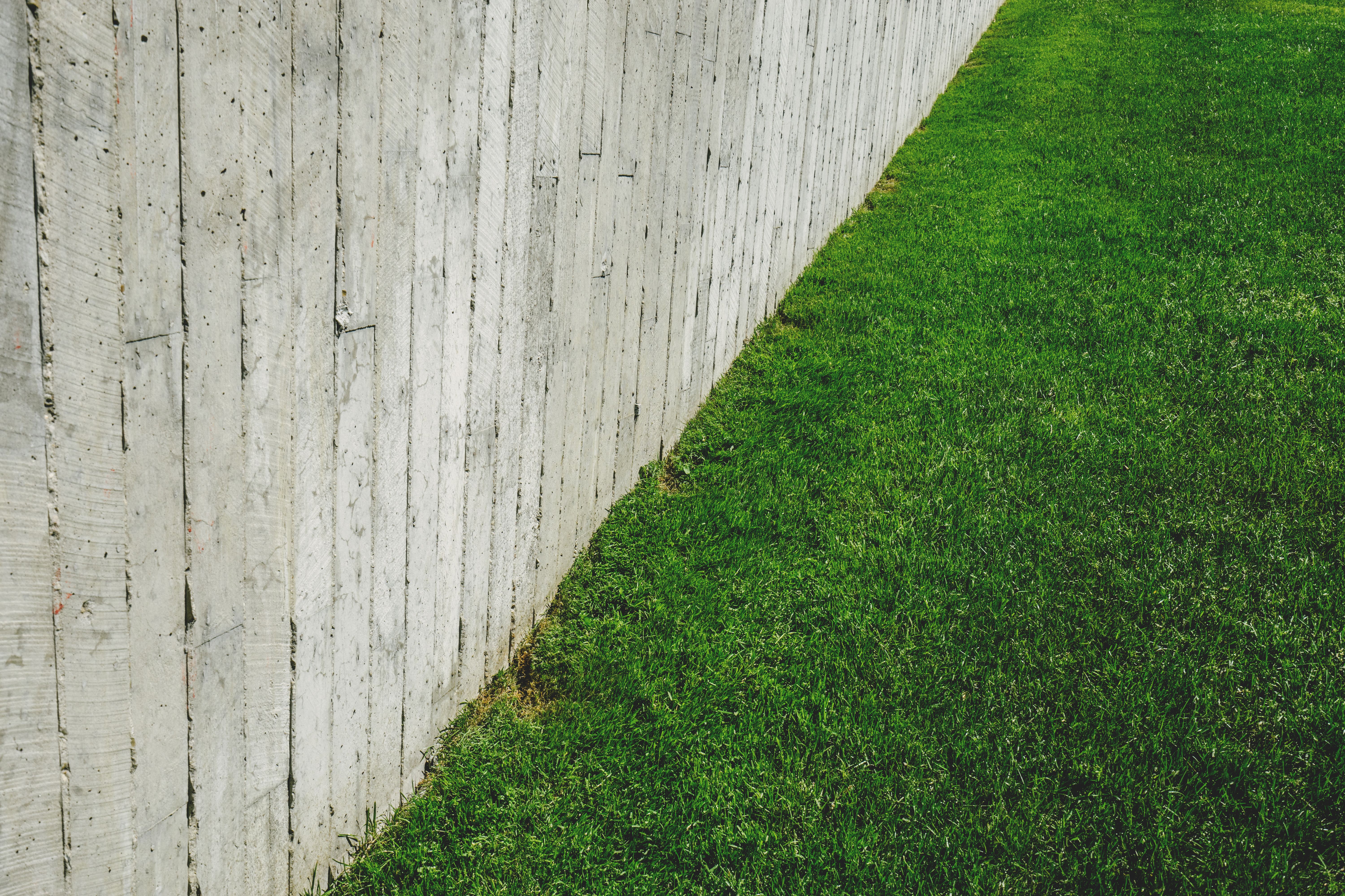 Crisp, clean lawn edge along a wooden fence line